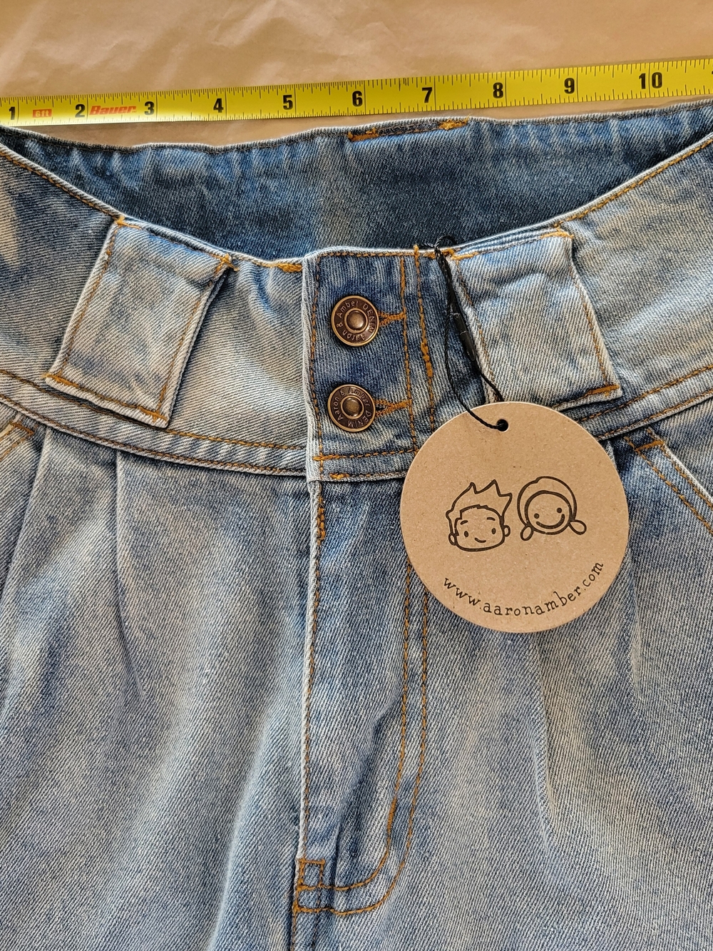 High-Waist Light Blue Women’s Jeans - Pleated Front - Picture 8 of 8